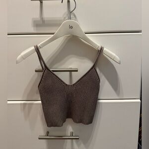 Zara Ribbed Brown Top